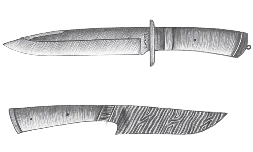 Couteau de chasse et randonnée acier et damas