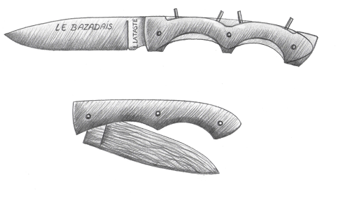 Couteau pliant Le Bazadais acier et damas