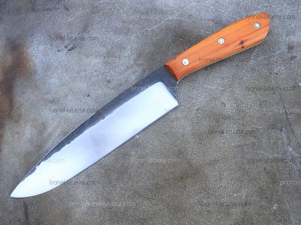 Couteau de cuisine forgé, manche en bois d'if avec lame en acier xc75.