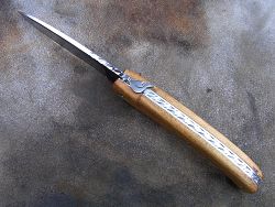 Couteau LOU PALOUMAYRE avec manche en robinier avec guillochage complet du ressort