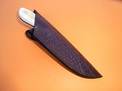 Couteau L.Lataste bois de cerf et damas avec son étui en cuir.