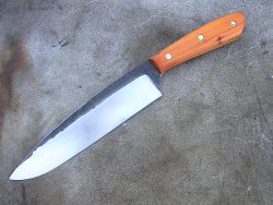 Couteau de cuisine forgé, manche en bois d'if avec lame en acier xc75.
