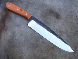 Couteau de cuisine forgé, manche en bois d'if avec lame en acier xc75.